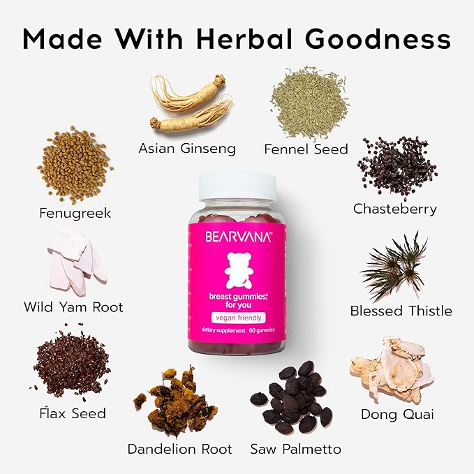 BEARVANA Top Support Gummies for Women | Support Natural Balance and Confidence | Fitness Supplement | Essential Vitamins | 9 Herbs Including Fenugreek, Flaxseed, Dong Quai| Berry Flavor | 60 Gummies