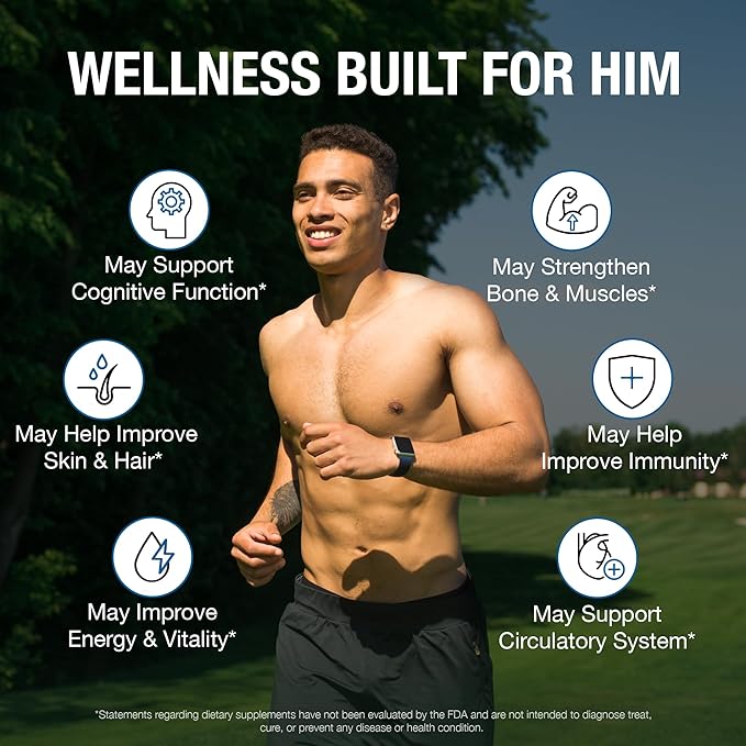 Pure By Nature One-Daily Multivitamin for Men, Immune Support Supplement with Non-GMO Ingredient, Vitamin & Minerals for Energy, 60 Veggie Capsules