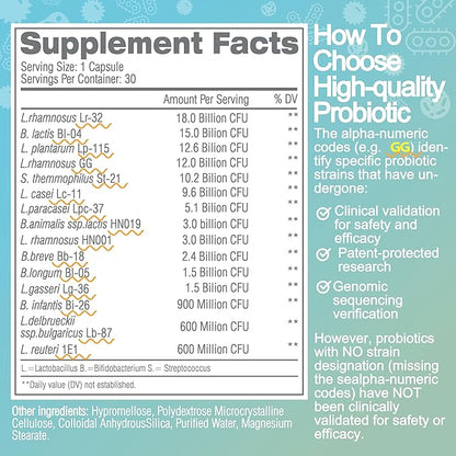 Life-Space Triple Strength Broad Spectrum Probiotic, 96 Billion CFU & 15 Diverse Strains, Advanced Formulated for Digestive Health & Immune Health, Probiotics for Women & Men - 30 Veg Capsules
