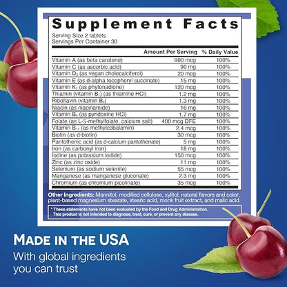 EZ Melts Dissolvable Multivitamin with Iron for Women and Men, Sugar-Free, 1-Month Supply - 1 Pack
