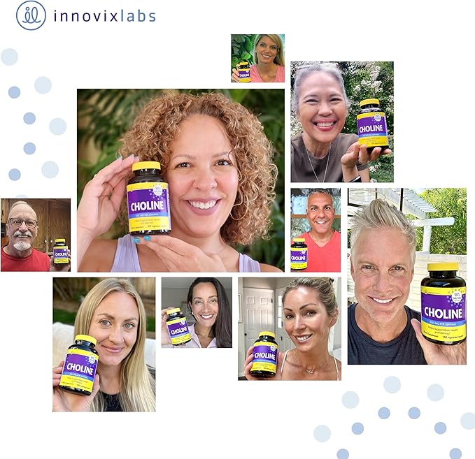 InnovixLabs Choline Supplement 550mg Pure Choline Bitartrate for Brain Health, Focus, Memory, Cognitive Development, Fatty Liver and Mood Support for Women and Men, 100 Capsules