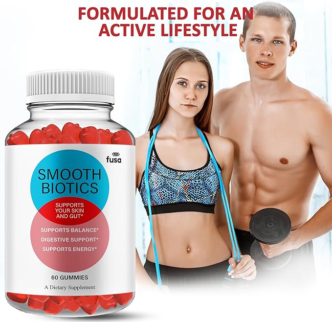 (3 Pack) SmoothBiotics Skin & Gut Support Gummy Formula, SmoothBiotics Overall Health & Wellness Vitamin B12 B6 Folic Acid Support Supplement, SmoothBiotics Advanced Supplement Formula (180 Gummies)