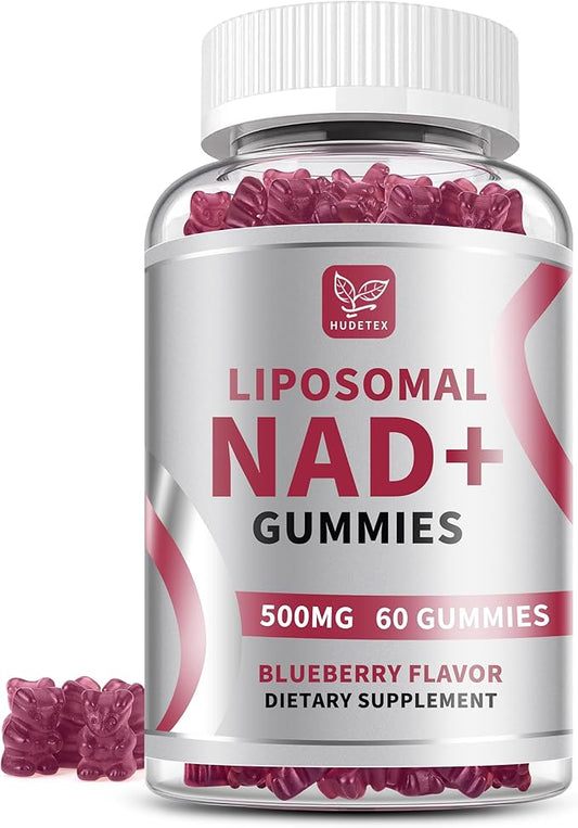 NAD Gummies Supplement for Women & Men, Pure 500mg Liposomal NAD - Cell Regeneration, Energy & Metabolism Support, Vegan,Sugar Free，Additives Free, 60 Counts,Blueberry Flavor