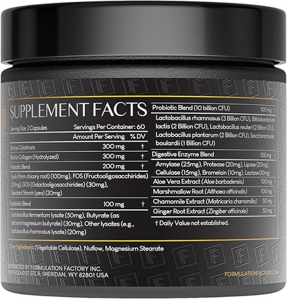Gut Intellect 10-in-1 Microbiome Supplement, Prebiotics, Probiotics, Postbiotics, Colostrum, Collagen, Aloe Vera, Chamomile, Ginger, Enzymes, Digestive, 360 Cap (3 Pack)