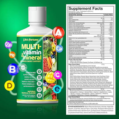 Life's Fortune Multivitamin All Natural Energy Source Supplying Whole Food Concentrates, Antioxidants, Amino Acids, Enzymes, Trace Minerals & More, 32 Servings (Pack of 2)