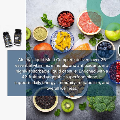 Liquid Multivitamin Complete – 25+ Vitamins & Minerals with 42 Superfood Extracts – Halal Certified – Immune, Energy & Wellness Support – 60 Liquid Capsules – Made in USA