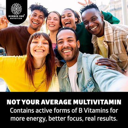 Number One Nutrition Methylated Multivitamin for Women & Men, Natural Daily Multivitamins with Folate, Vitamin B12, Vitamin B2 and B6, Non-GMO, Gluten-Free, 120 Caps