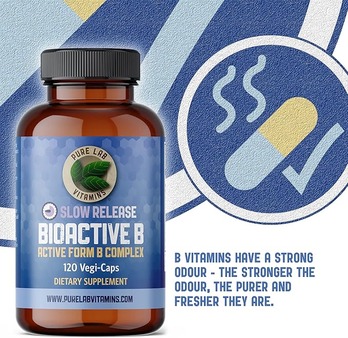 Pure Lab Vitamins - Slow Release Bioactive B Complex, 120 Capsules - Vitamin B-Complex Supplements - Metabolic Support Immune System - B Complex Vitamins for Men and Women